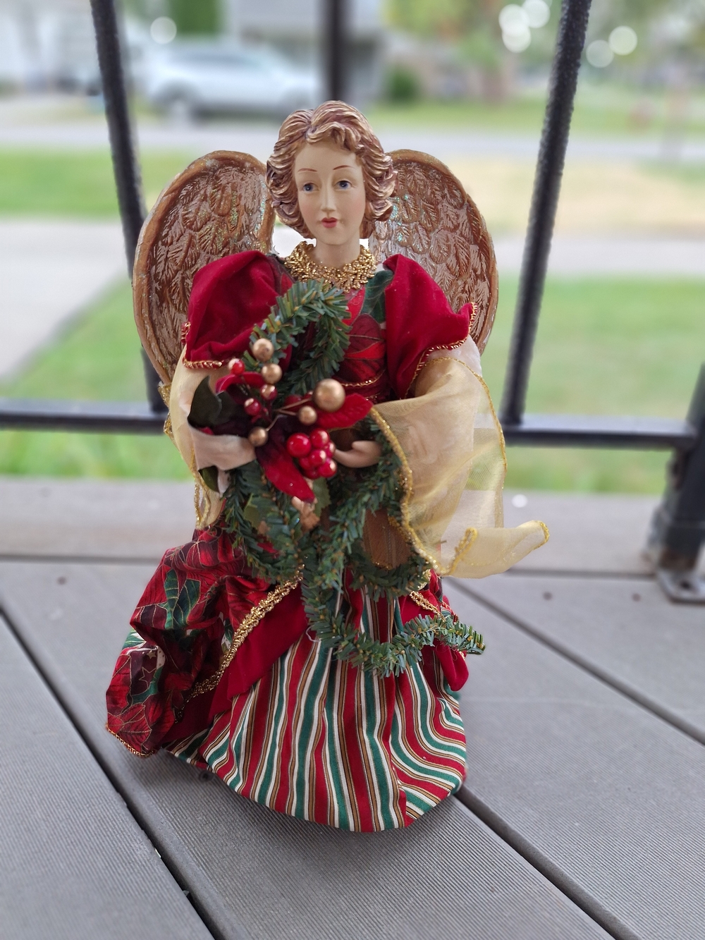 Classic Red & Gold Holiday Angel Treetopper